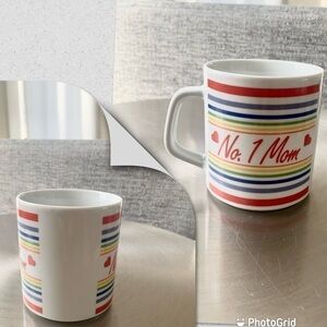 𝅺VTG Number 1 Mom coffee mug mama drinking cup beverage drink ware white